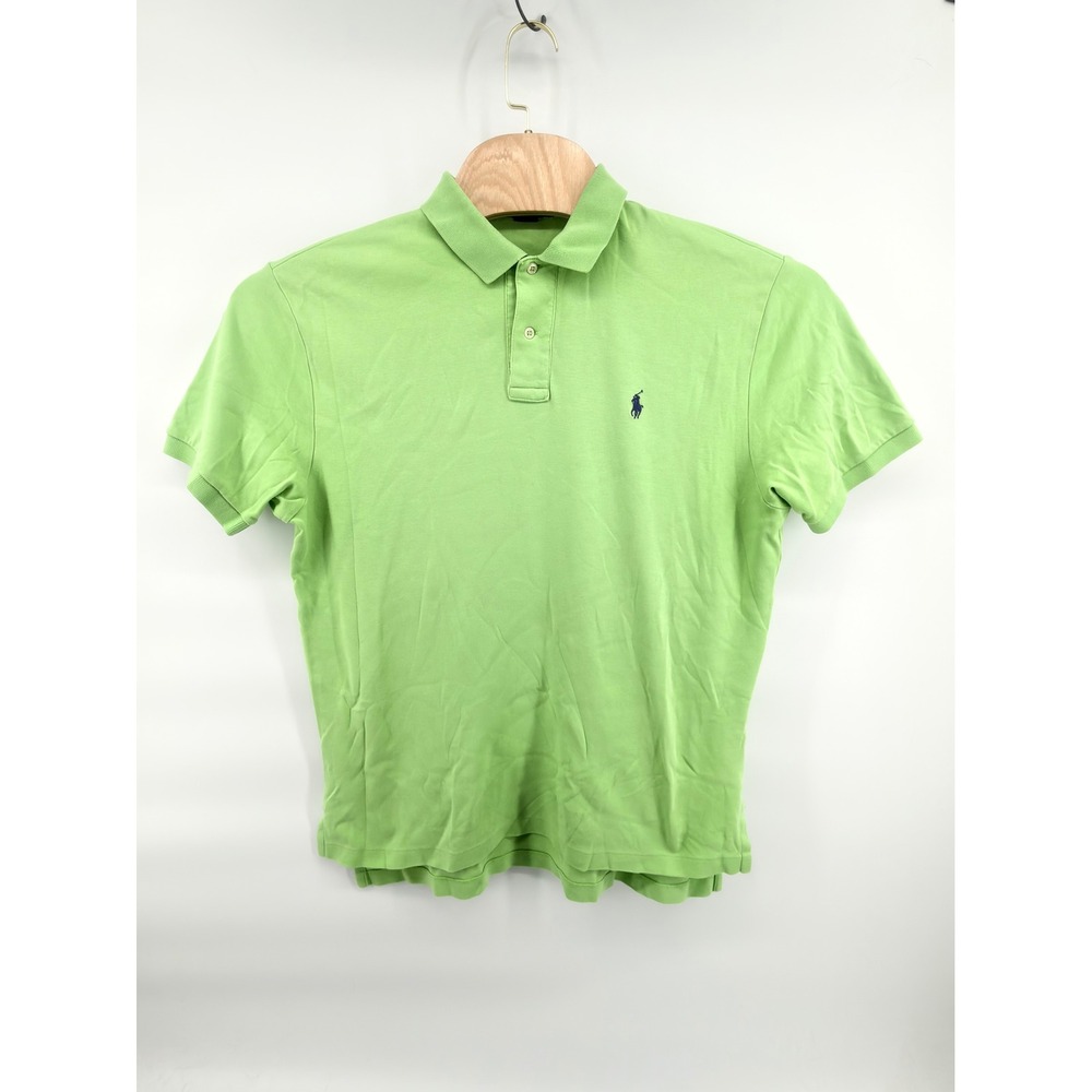Vintage Polo Ralph Lauren Shirt Mens L Lime Green Short Sleeve Hong Kong Cotton